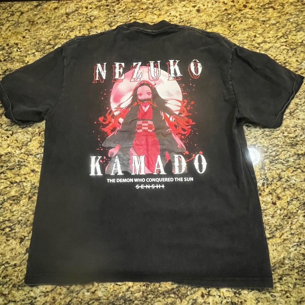 Senshii Demon Slayer Nezuko Kamado Shirt Mens Large Black Anime Graphic Tee